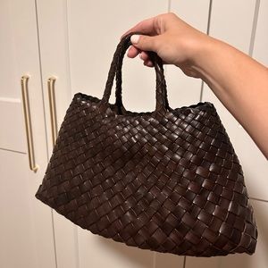 Dragon Diffusion Santa Croce Small Leather Tote Bag in Dark Brown